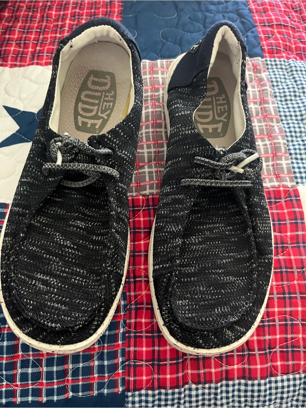 Hey Dude women's Navy Knit Casual Slip-On Loafers